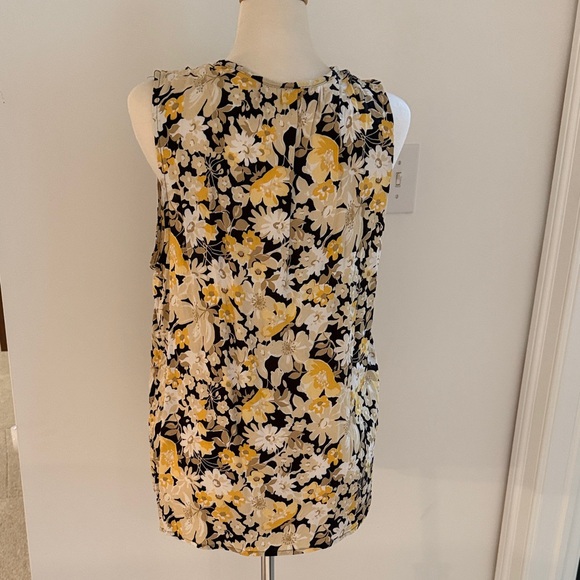Croft & Barrow Floral Keyhole Blouse - Black and Yellow - Picture 4 of 5